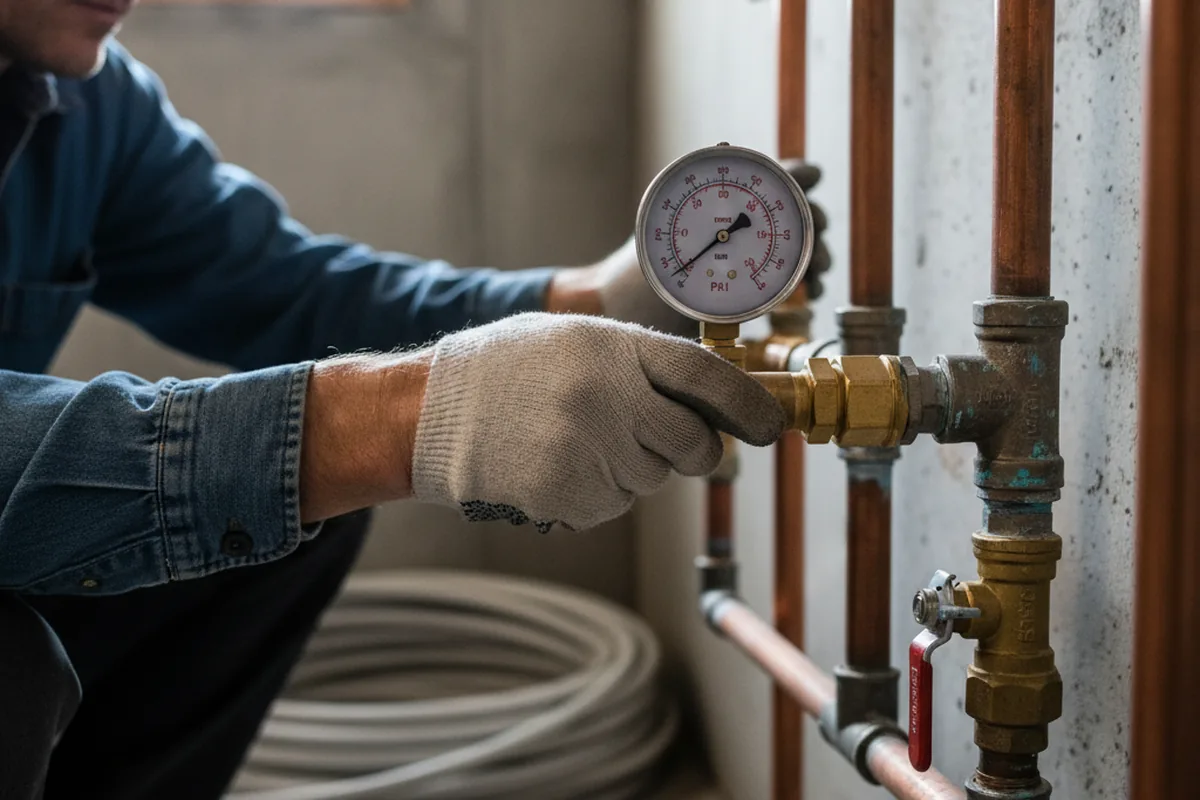 Pressure testing a repaired line during Water Line Repair in Kingston Springs